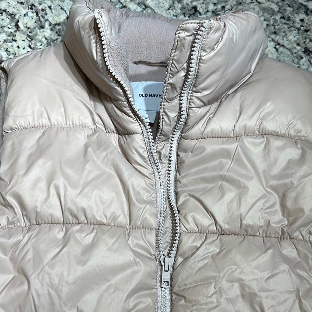 Old Navy Women’s Dusty Pink‎ Quilted Puffer Vest Snap Pocket Full Zip Size L - Picture 6 of 7